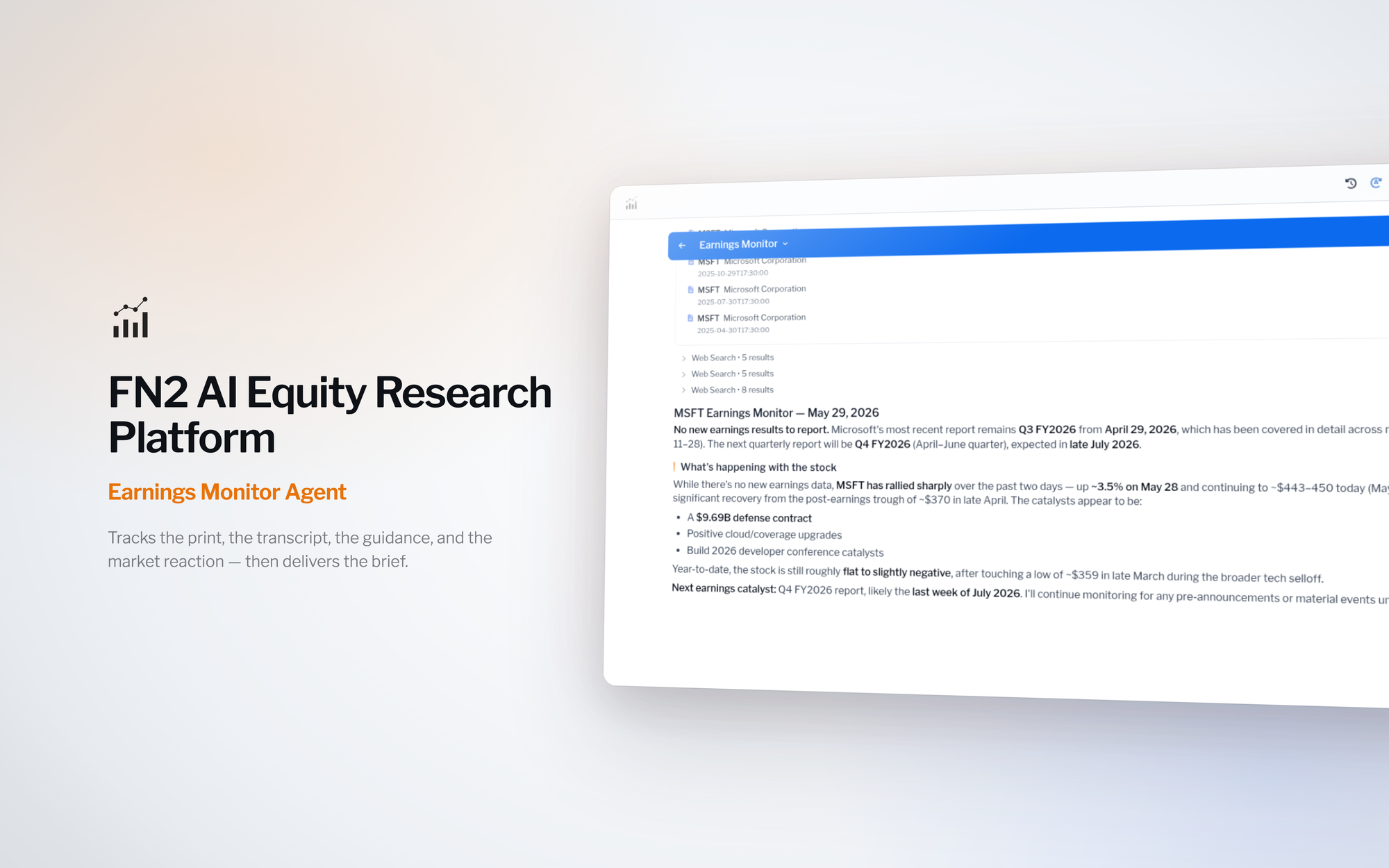 FN2 Earnings Monitor research brief (light theme)