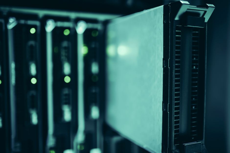 Illuminated server racks in a modern data center